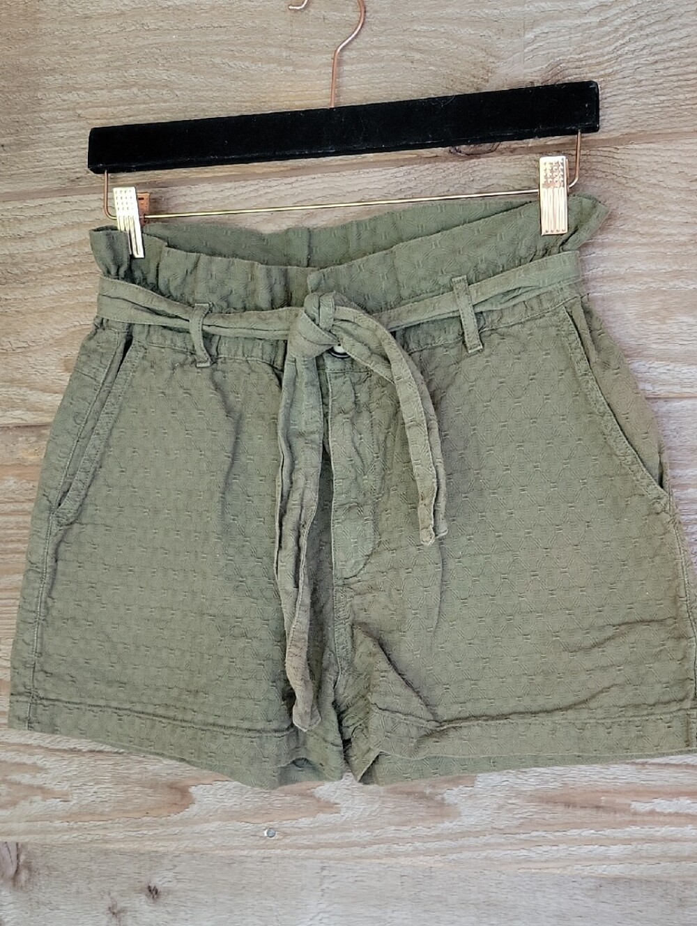 Amadi Antropologie Size Xs High-Waist Olive Green Tie Belt Shorts